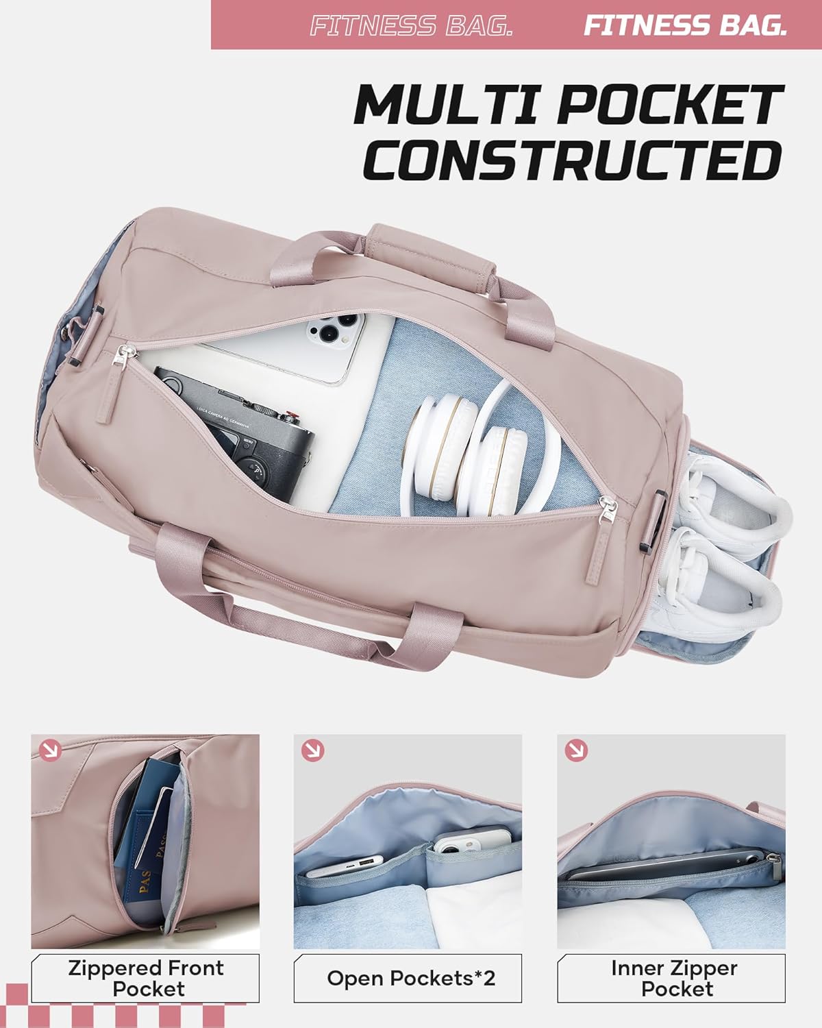 Gym Bag Womens Mens with Shoes Compartment and Wet Pocket Travel Duffel Bag for Women for Plane Sport Gym Tote Bags Swimming Yoga Waterproof Weekend Overnight Carry on Bag Hospital Holdalls - Colors C