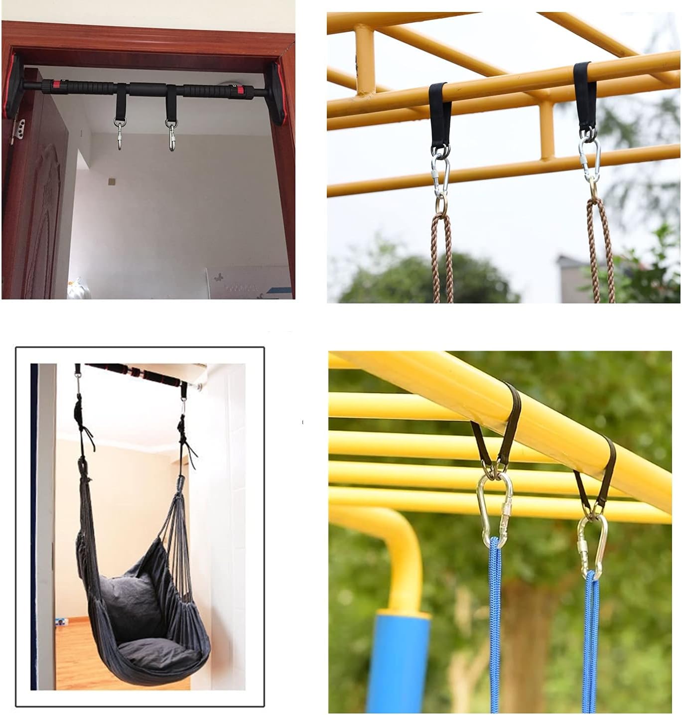 Short Straps Tree Swing Strap Hanging Kit,Hammock Straps 2 Pcs 9.84inches with 2 Pcs Heavy Duty Hook Clasps for Swing Hammocks Yoga Seat Sandbags Gym Equipment Pulley System