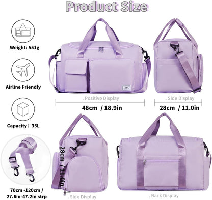FIORETTO Women's Gym Duffle Bag with Shoes Compartment, 30L Capacity, Ideal for Travel, Gym, Sports, Duffel, Weekender