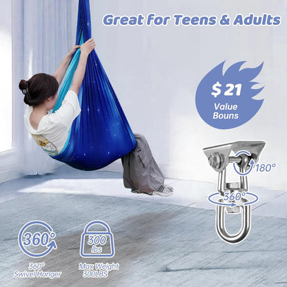 Aokitec Therapy Swing for Kids with Special Needs (Hardware Included) Snuggle Swing Cuddle Hammock Indoor Adjustable Aerial Yoga for Children with Autism, ADHD, Asperger, Sensory Integration