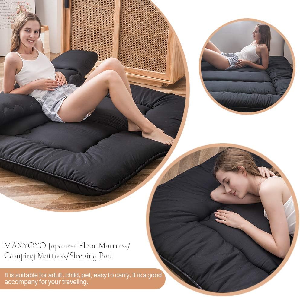 MAXYOYO Bohemian Retro Mattress Boho Floral Japanese Futon Mattress Tatami Floor Mat Foldable Portable Camping, Sleeping Pad, Lounger Couch Bed Full Size