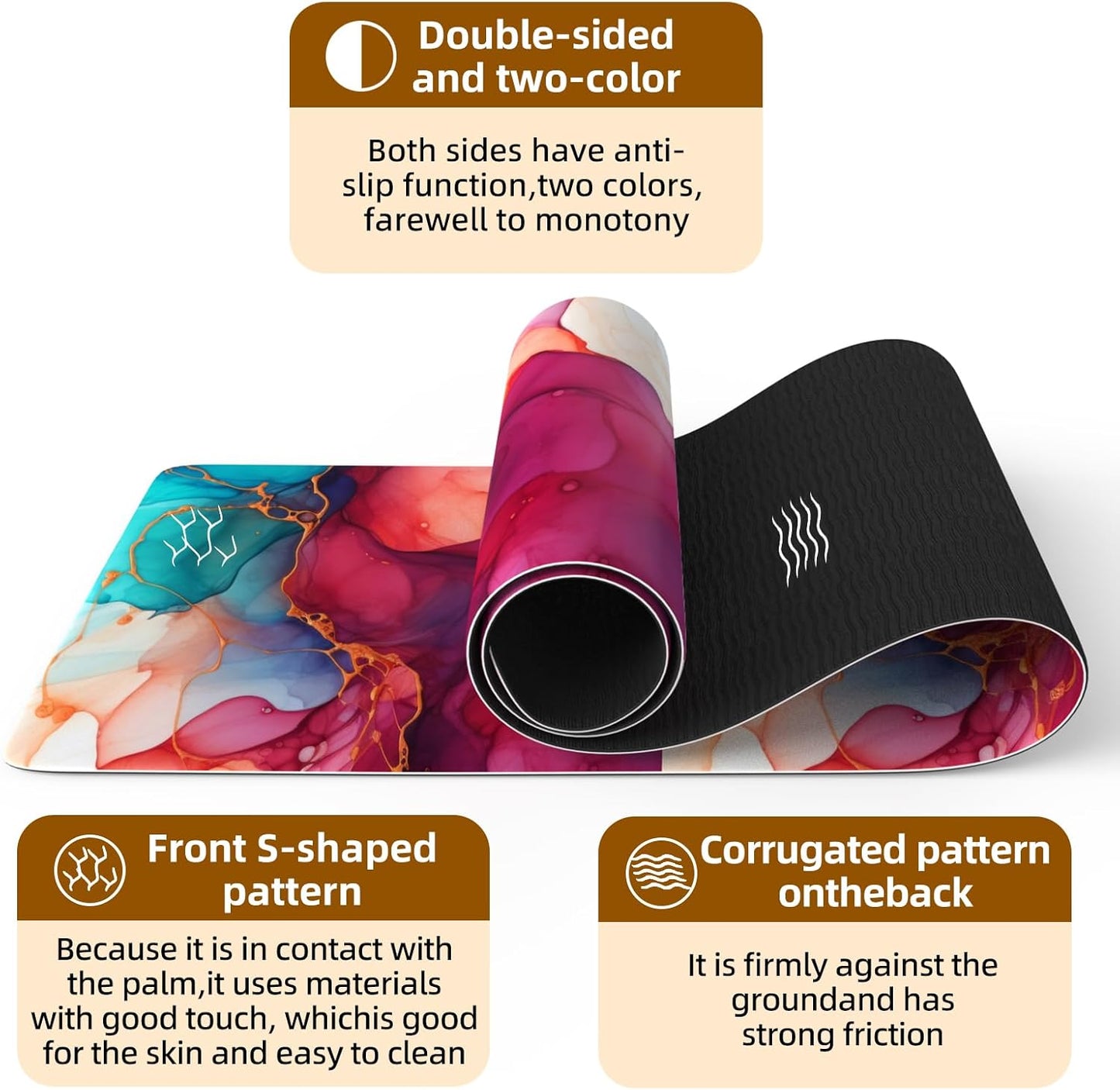 FOLAI Extra Thick Yoga Mat 6mm，pilates mat thick - Non-Slip Exercise Mat for HIIT, Pilates & Home Workouts & Workout with Free Carry Strap