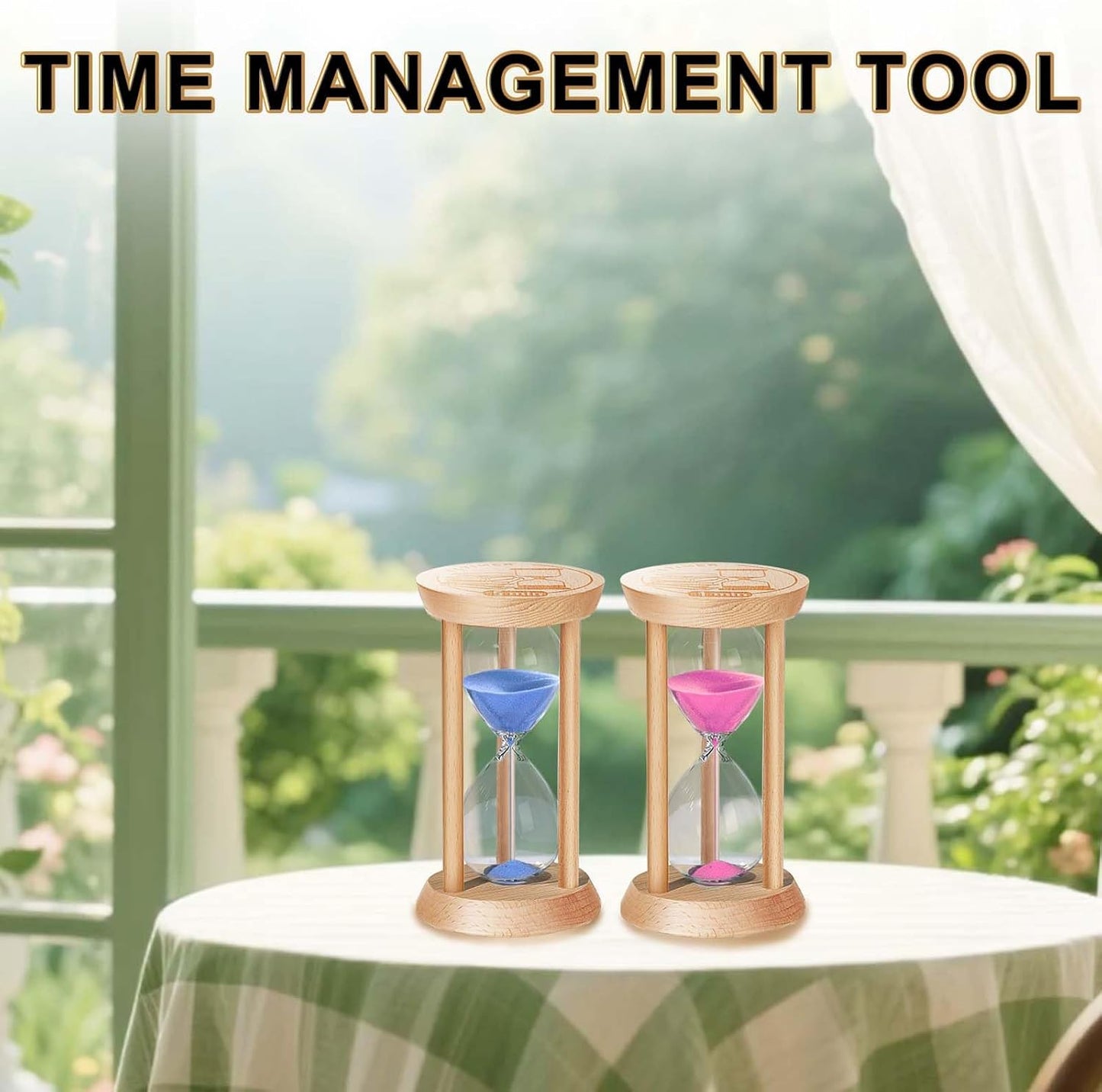 20 Minute Wooden Sand Timers,Large Bamboo Gold Sand Hourglass for Productivity, Meditation & Decor, 20 Min Reloj De Arena Sand Watch for Kitchen, Office, Game, Classroom, Yoga