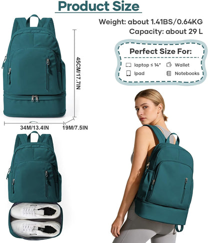 Gym Backpack for Women Men, Dance Backpacks With Shoe Compartment, Sports Back pack For Yoga Fitness Beach Hiking Sports(Green)