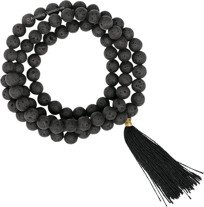 Amazing Gemstone 108 Beads Handmade Mala (Knotted, Rudraksha) - Colors B