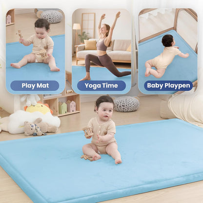 Baby Play Mat for Floor,1.3" Thick Memory Foam Tummy Time Mat,Soft Coral Velvet Nursery Rug,Large Non Slip for Crawling,Toddlers,Infants,Kids,Yoga & Tatami Style for Living Room(Dark Gray)
