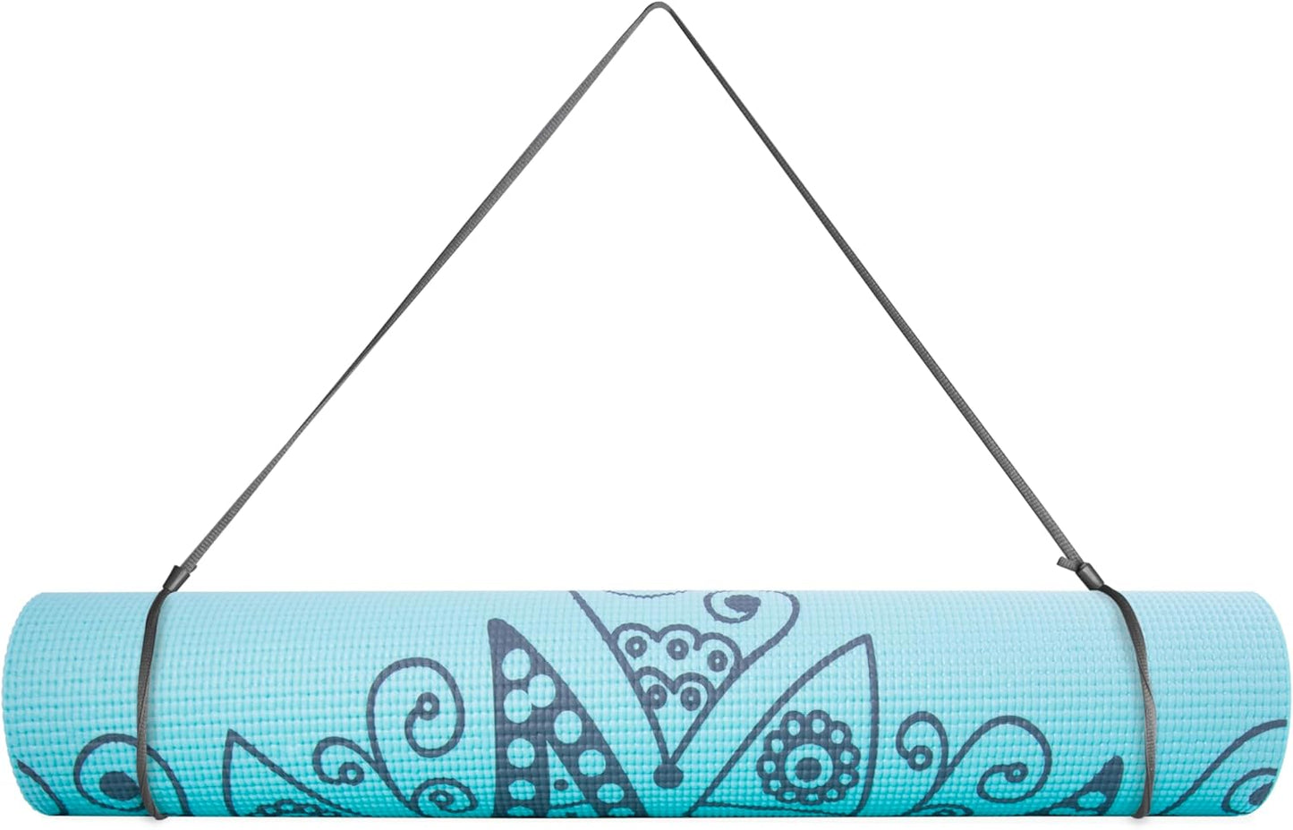 CAP Yoga Mat with Carry Strap, 5mm, Mandala Design, Light Blue