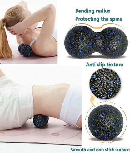 Peanut Massage Ball - Double Lacrosse Massage Ball & Mobility Ball for Physical Therapy - Deep Tissue Massage Tool for Myofascial Release, Muscle Relaxer, Acupoint Massage