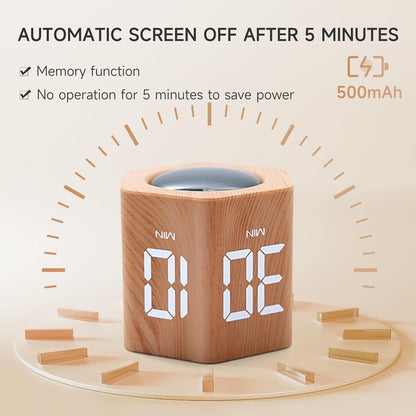 Productivity Timer 1, 5, 10, 30, 60 Minutes Preset, Desk Cube Timer with Gravity Sensor/Mute/Vibration for ADHD, Work, Study, Kitchen, Back to School (Wood Grain)
