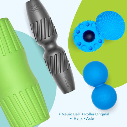 RAD All-in Kit 7-in-1 Foam Roller Set for Whole Body Massage & Myofascial Release with Roller Stick, Yoga Block, Massage Balls Muscle Recovery Tools for Mobility & Flexibility
