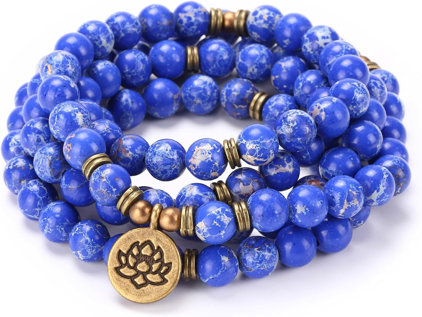 Mala Bead Strand Bracelet, 108 Buddhist Prayer Beads Yoga Meditation Green Malachite Beads Necklace Women man