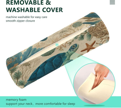 c Neck Roll Pillow Bolster Round Health Memory Foam Long Cervical Cylinder Pillows with Removable Washable Cover for Body Bed Legs Back Yoga - Colors B