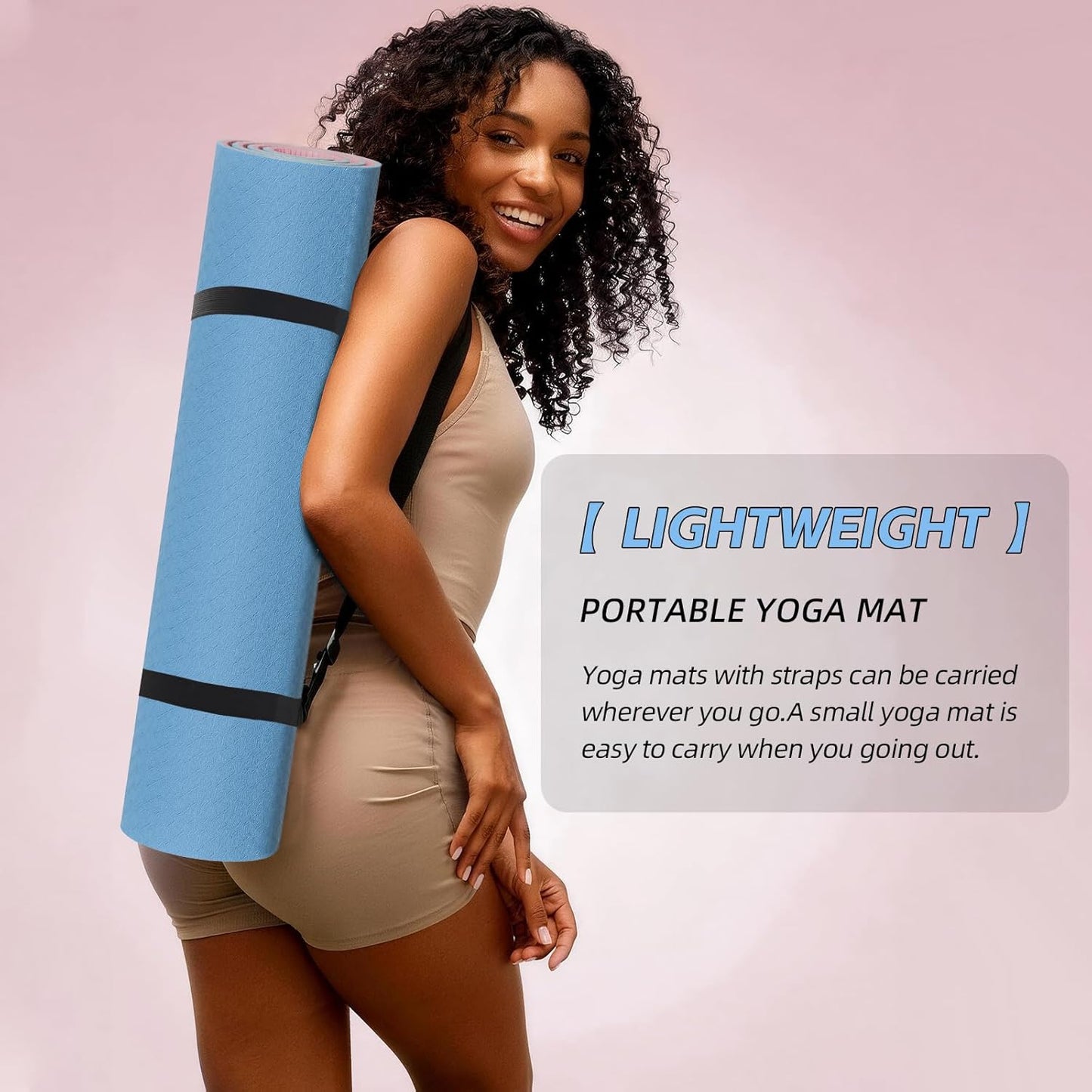 Yoga Mat Non Slip, Anti-Tear 1/4" & 2/5" Thick TPE Yoga Mats for Women and Men, a stylish and practical dual-tone yoga mat.72"x24" Exercise & Fitness Mat with Carrying Strap, Workout Mats for Yoga, Pilates and Floor Exercise