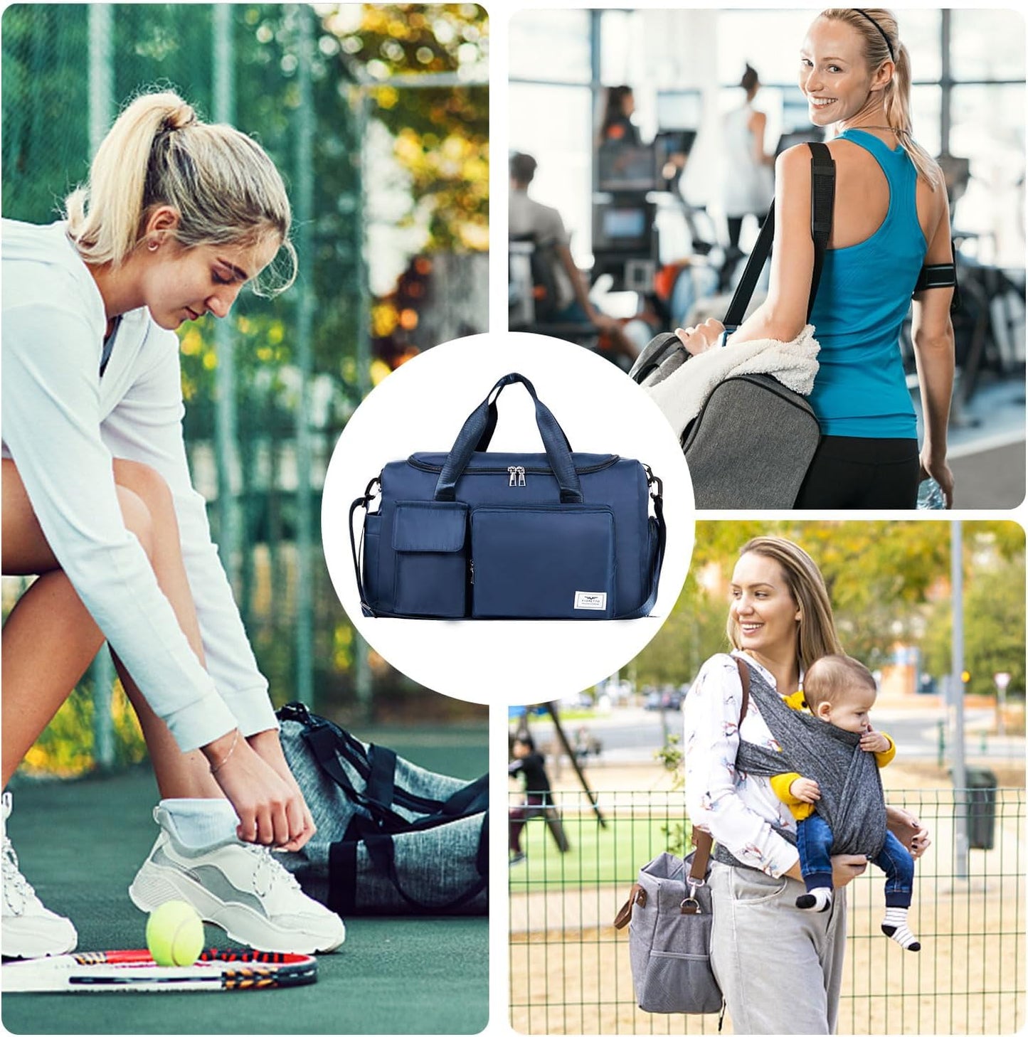 FIORETTO Women's Gym Duffle Bag with Shoes Compartment, 30L Capacity, Ideal for Travel, Gym, Sports, Duffel, Weekender