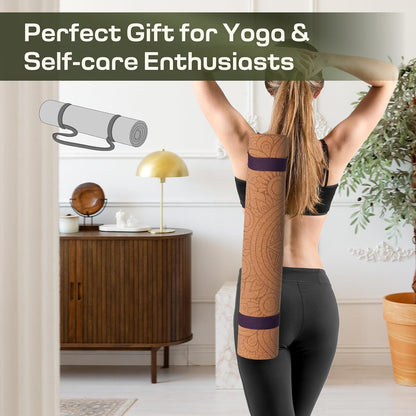 U&M Cork Yoga Mat Non-Slip, Resists Sweat and Odors Exercise Mat with Carrying Strap for Hot Yoga, Pilates, Floor & Fitness Workouts, Fitness Mats Non-Slip Natural Rubber Base & Cork Mat (72'' x 26'' x 5mm Thick)