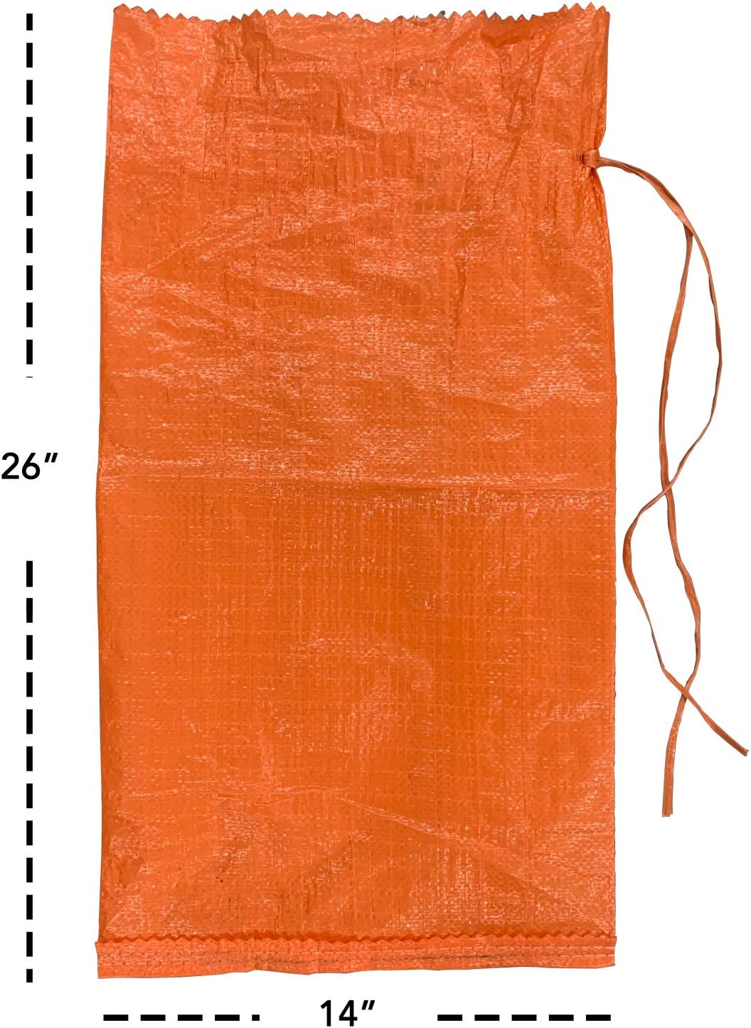 AK TRADING CO. 14" x 26" Poly Sandbags W/UV Protection & Built-in Ties - Flood Water Barrier - Tent Sandbags - Orange