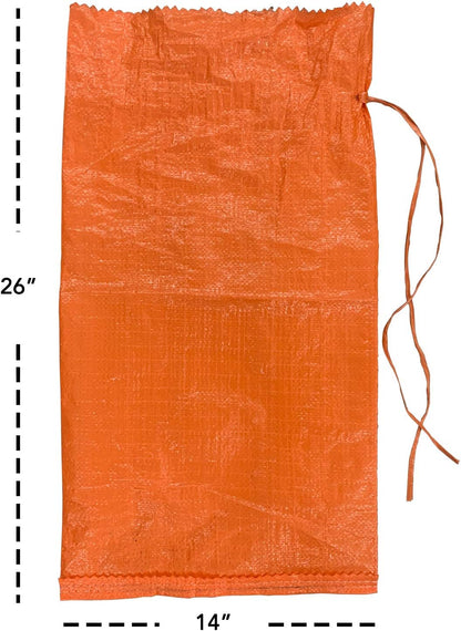 AK TRADING CO. 14" x 26" Poly Sandbags W/UV Protection & Built-in Ties - Flood Water Barrier - Tent Sandbags - Orange