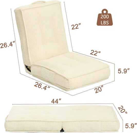 Adjustable Floor Chair with Back Support, 6-Position, Folding Japanese Meditation Tatami Chair, Comfy Gaming Chairs for Adults, Accent Sofa Reading Chairs, Living Room, Bedroom, Coffee