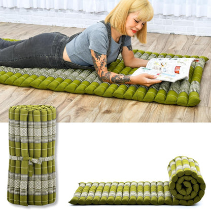 Leewadee - Kapok Roll Mat – Handcrafted Folding Sleep & Relaxation Mattress from Thailand, Ideal as Guest Bed, Camping Mat, Yoga Mat or Traditional Futon, 75 x 39 inches, Anthracite