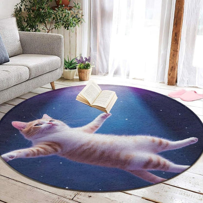 Large Home Decor Mat, Soft Round Yoga Carpet, Non Slip Machine Washable Home Office Circle Rug Gothic Witchy Sun Moon Mushroom Moth