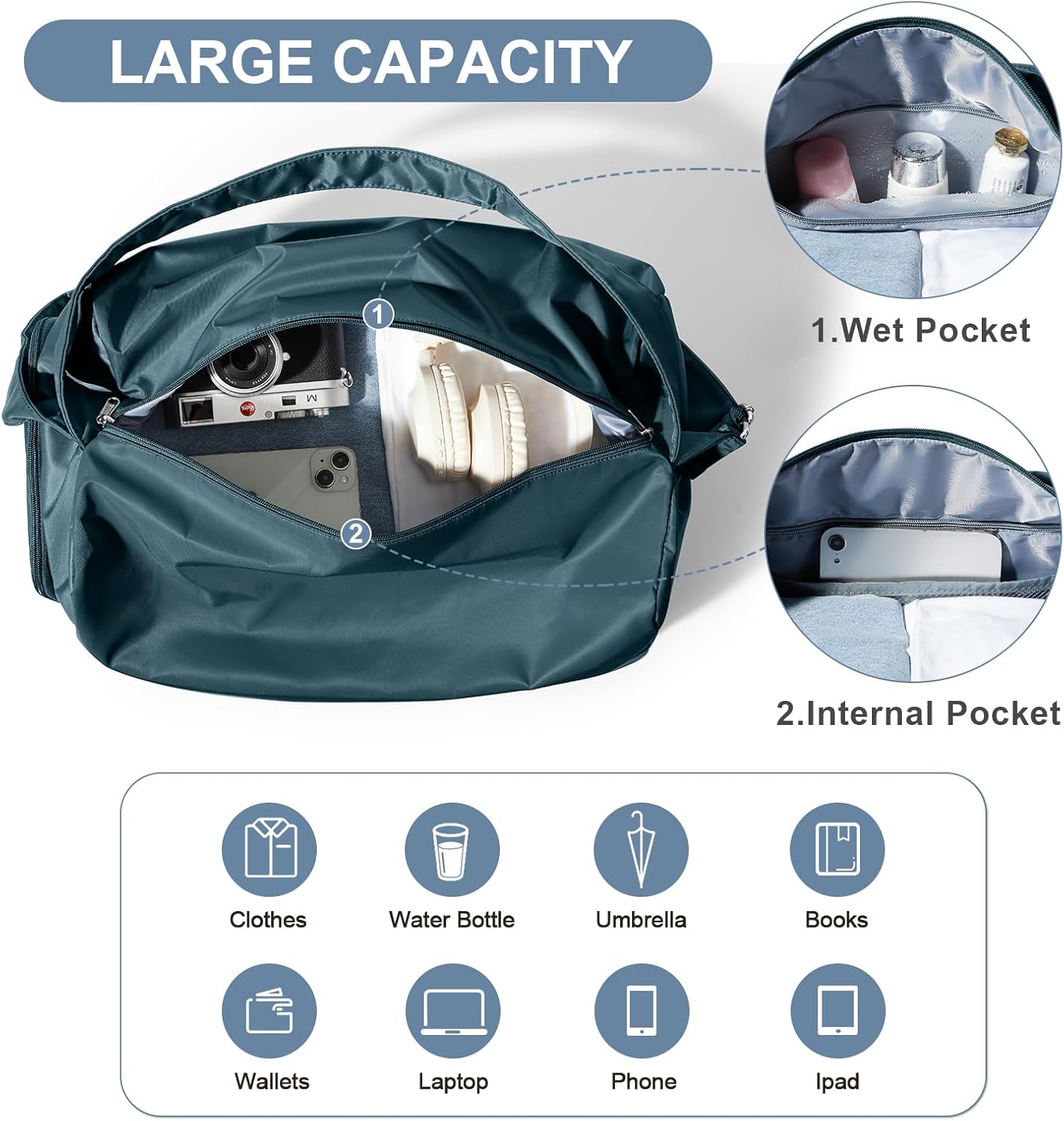 Small Gym Bag with Shoe Compartment, Workout Sport Duffle Bag for Women Travel, Waterproof Shoulder Overnight Bags Lightweight Carry on Tote Bags for Swim, Yoga, Dance