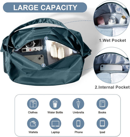 Small Gym Bag with Shoe Compartment, Workout Sport Duffle Bag for Women Travel, Waterproof Shoulder Overnight Bags Lightweight Carry on Tote Bags for Swim, Yoga, Dance