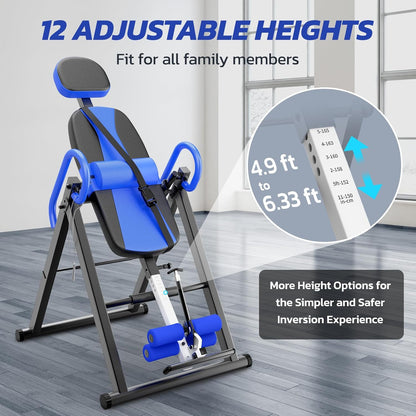 YOLEO Gravity Inversion Table for Back Pain Relief 2026 New Inversion Table w/Lumbar Support Easy to Assemble Back Stretcher Machine 300 lbs