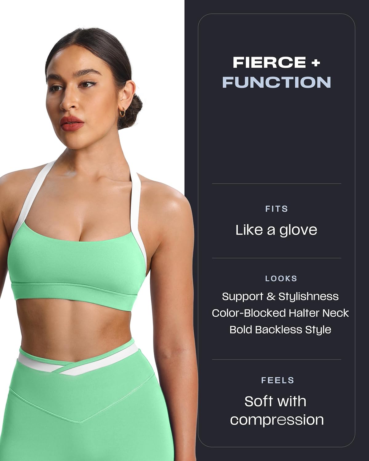 Aoxjox Women's Color Block Halter Workout Sports Bras Fitness Athletic Vanessa Bra Yoga Crop Tank