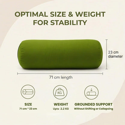 Yogikuti Iyengar Yoga Bolster for Restorative Yoga and Meditation – Lightweight Cotton Support Pillow with Handle for Easy Carry, Versatile for Pose Modification, Balance, Back Relief, and Relaxation