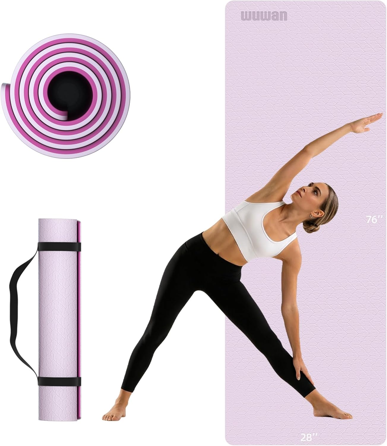10mm Thick Yoga Mat for Tall Men & Women, Extra Long 76x28in Non Slip TPE Exercise Mat with Carrying Strap, Mat for Yoga Pilates Fitness,Indoor Outdoor Use