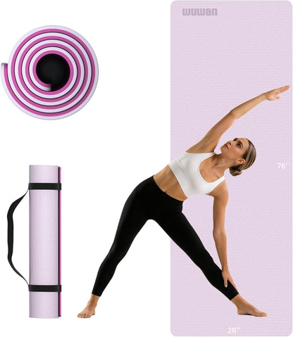 10mm Thick Yoga Mat for Tall Men & Women, Extra Long 76x28in Non Slip TPE Exercise Mat with Carrying Strap, Mat for Yoga Pilates Fitness,Indoor Outdoor Use