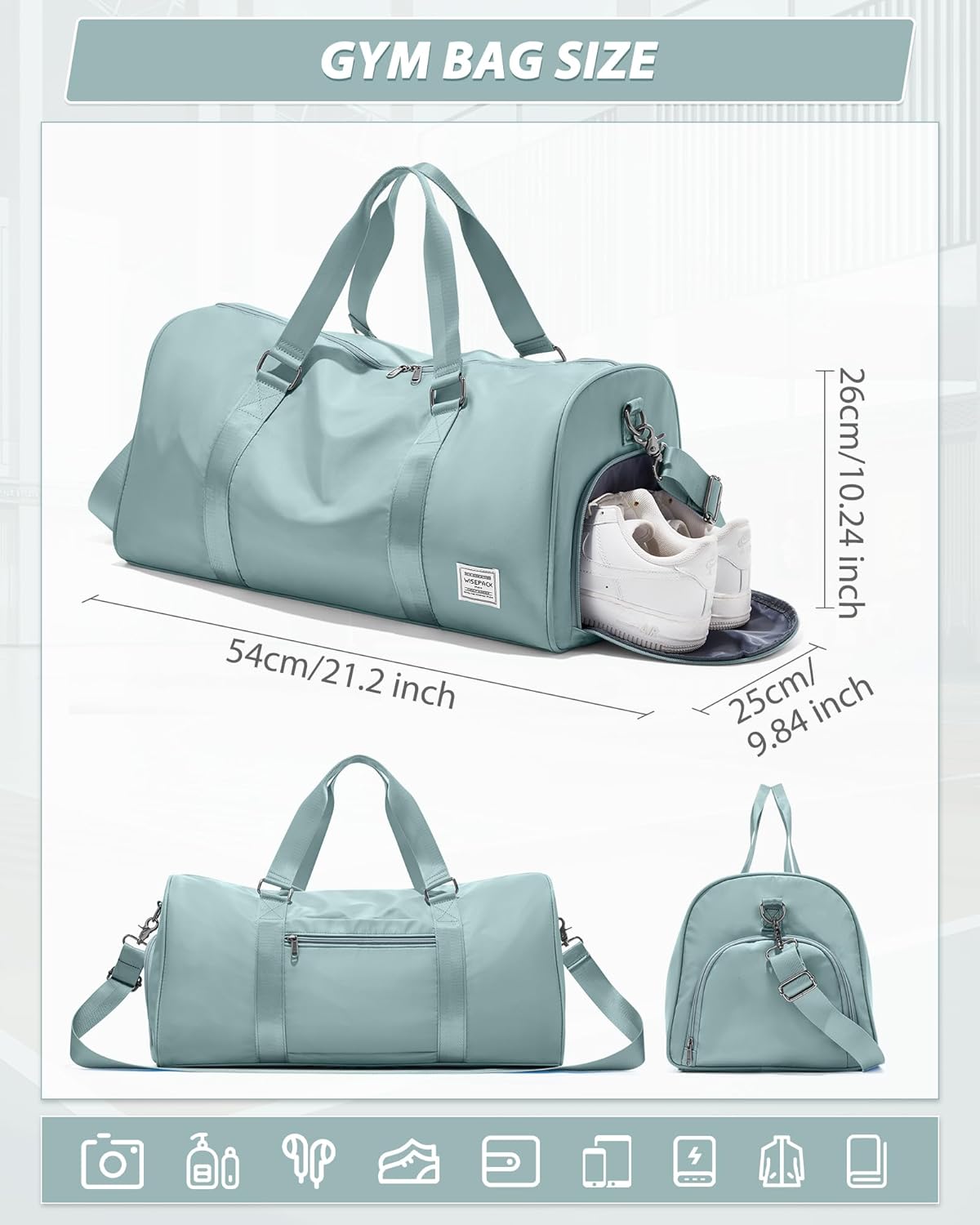 Gym Bag Womens Mens with Shoes Compartment and Wet Pocket Travel Duffel Bag for Women for Plane Sport Gym Tote Bags Swimming Yoga Waterproof Weekend Overnight Carry on Bag Hospital Holdalls - Colors A