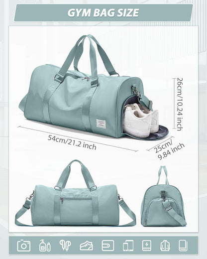 Gym Bag Womens Mens with Shoes Compartment and Wet Pocket Travel Duffel Bag for Women for Plane Sport Gym Tote Bags Swimming Yoga Waterproof Weekend Overnight Carry on Bag Hospital Holdalls - Colors A