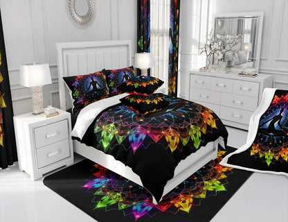 jejeloiu Yoga Chakras Area Rug 5x7, Boho Mandala Rugs for Living Room Bedroom for Kids Boys Girls Room Decor, Yoga Lover, Rainbow Chakras Indoor Floor Mat