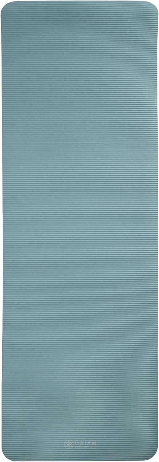 Gaiam Essentials 2/5" Thick (10mm) Yoga & Pilates, Fitness & Exercise Mat with Easy-Cinch Carrier Strap Cusion Support For Fitness and Gym Workouts