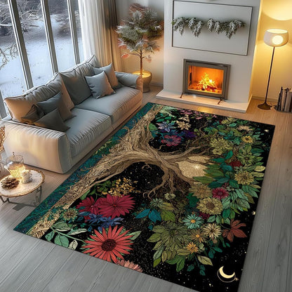 Tree of Life Area Rug – Bohemian Mandala Carpet for Living Room, Bedroom, Meditation Space, Yoga, Spiritual Home Décor – Large Soft Floor Mat for Indoor Decoration (TOL08)