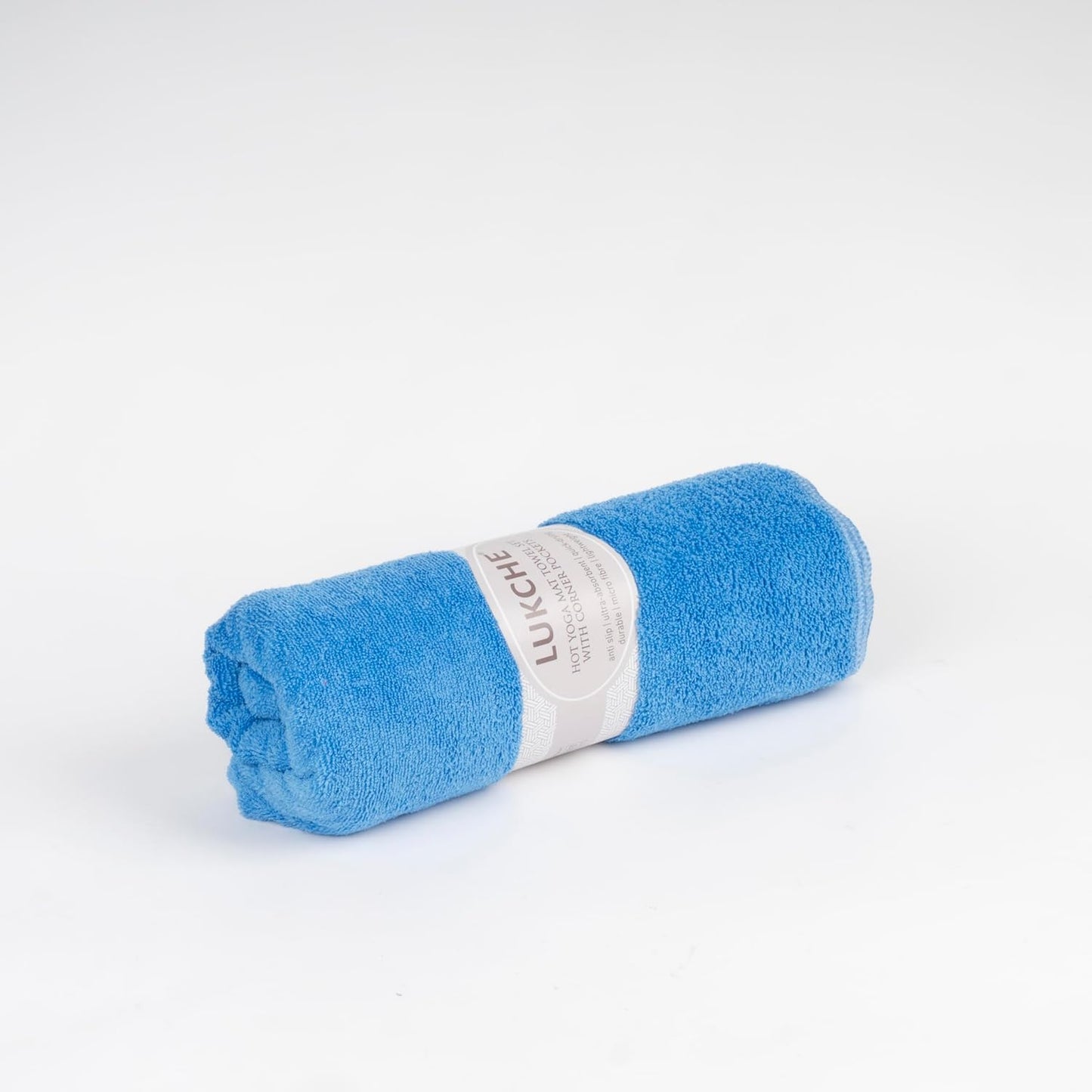 Yoga Towel, Non Slip Hot Yoga Mat Towel with Corner Pockets, Sized 25"x73", 100% Microfiber Sweat Absorbent, Perfect for Hot Yoga, Bikram, Pilates and Yoga Mats (Blue)