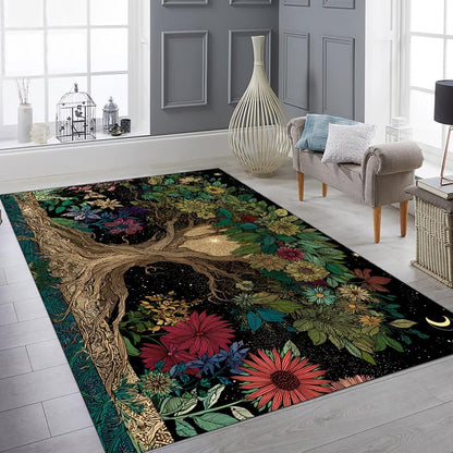 Tree of Life Area Rug – Bohemian Mandala Carpet for Living Room, Bedroom, Meditation Space, Yoga, Spiritual Home Décor – Large Soft Floor Mat for Indoor Decoration (TOL08)