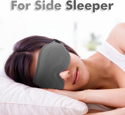 Sleep Eye Mask for Men Women, Sleeping Mask for Side Sleeper, Travel Blackout Night Blindfold Eye Shade Cover with Adjustable Strap (Black)