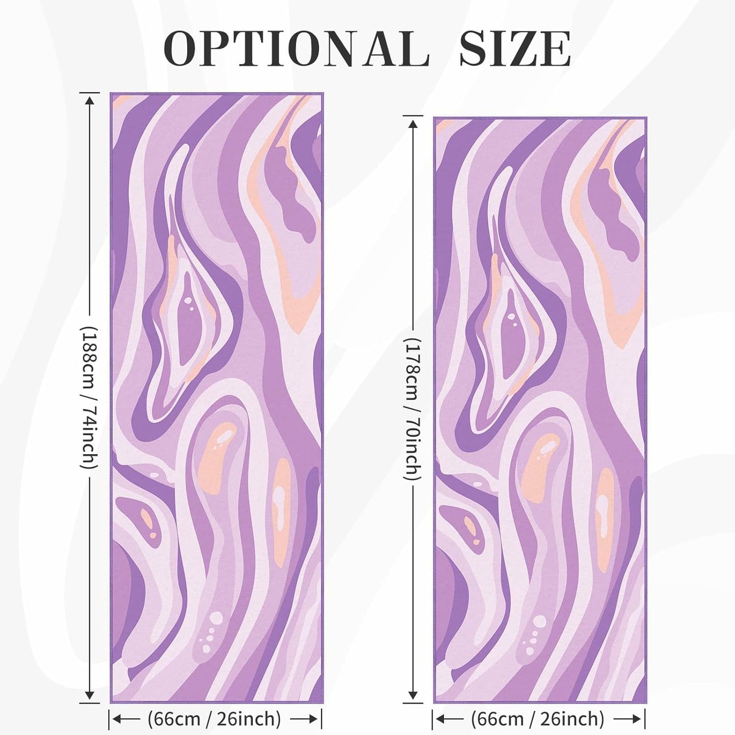 Yoga Mat Towel Cover with Large Corner Pockets, Non Slip Grip Microfiber Mat Cover Mat for Hot Yoga, Pilates and Gym Workout, 70" L x 26" W, Purple