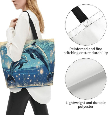 Tote Shoulder Bag Large Durable Reusable Eco-friendly Handbag Lightweight Stylish for Daily Use-19.7x15.7x5.9 Inch - Colors B