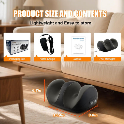Foot Massager with Heat, Shiatsu Kneading Foot and Calf Electric Massager Machine with Roller, Massage Feet/Arm/Calf/Ankle for Relax, Plantar Fasciitis, Pain Relief, Gifts for Women & Men, Black