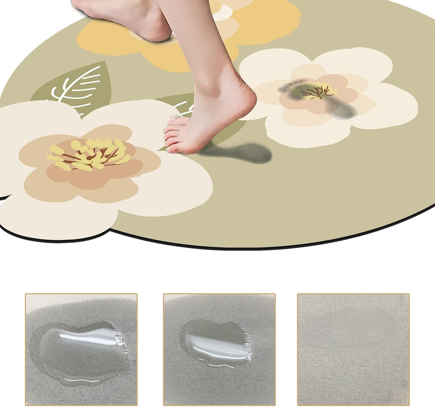 ABREEZE Irregular Large Flower Meditation Mat Non Slip Round Pilates Yoga Mat Natural Rubber with Sueded Surface Exercise Mat