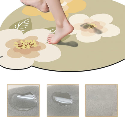 ABREEZE Irregular Large Flower Meditation Mat Non Slip Round Pilates Yoga Mat Natural Rubber with Sueded Surface Exercise Mat