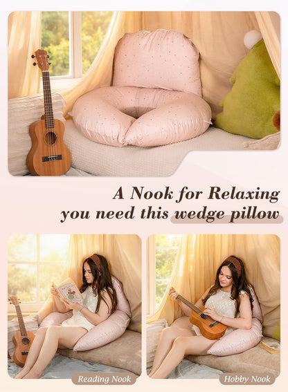 INSEN Wedge Pillow Set for Sleeping and After Surgery, Use for Acid Reflux, Reading and Relaxing, Headboard Pillow for Sitting in Bed