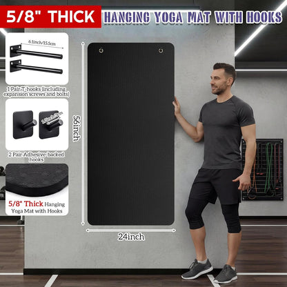 Briwooody Hanging Yoga Mat, Exercise Mat Non Slip Thick for Women and Men, Tear-resistant Fitness Pad with Reinforced Holes for Home Gym, Yoga, Pilates,stretching
