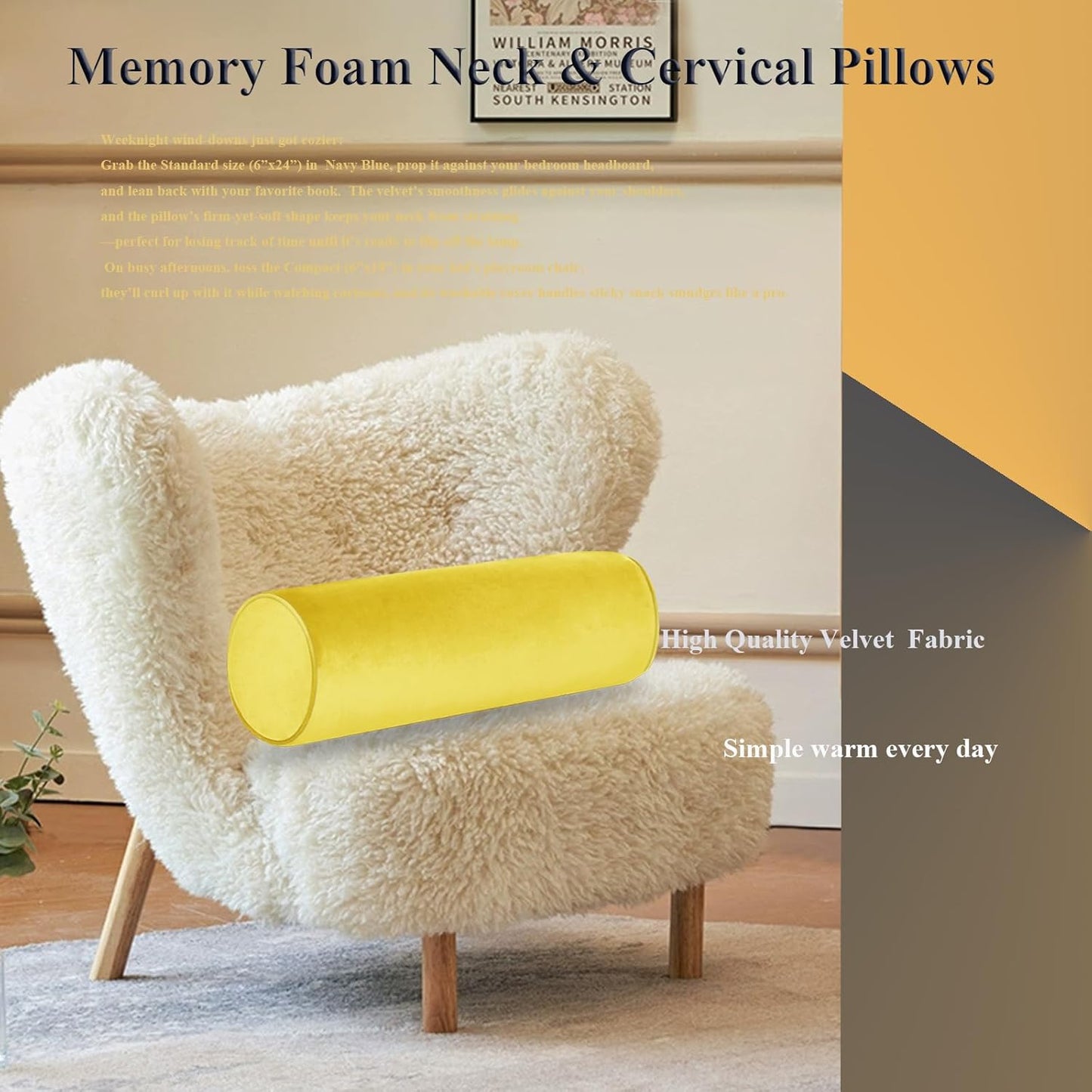 Tinbolunce Memory Foam Roll Pillow for Knee/Leg/Neck - Full Moon Bolster/Round Cylinder Pillow for Sleeping on Side or Back - Removable Cooling Cover Length 18" x 6" Diameter (Gray Pink)