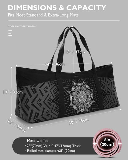 Gonex Yoga Mat Bag, Extra Canvas Gym Bag with Waterproof Pocket Metal Zipper, Fits Mat & Blocks, Stylish Yoga Mat Carrier for Women, Ideal for Yoga, Pilates, Workout, Travel