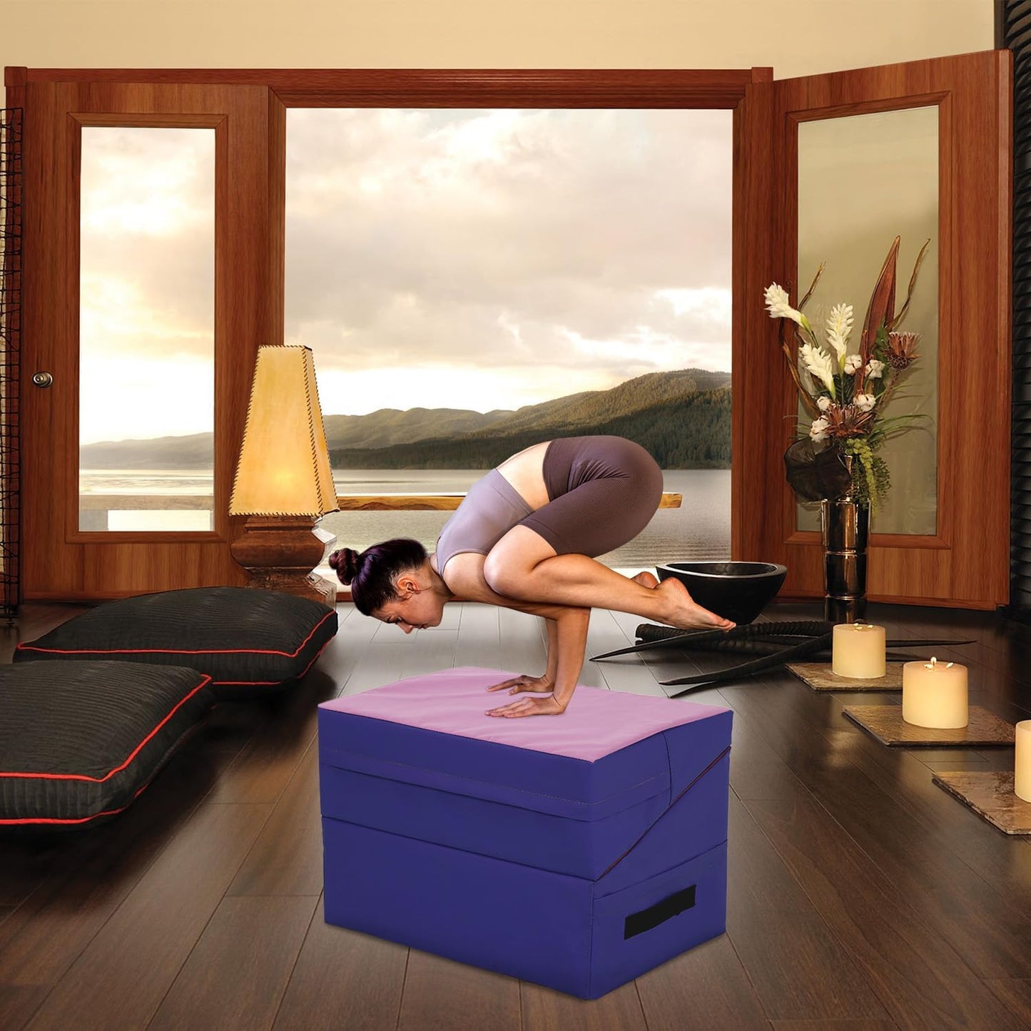 FDW Gymnastics Mat Incline Indoor/Outdoor Tumbling Mats yoga mat for Home Gym Folding Exercise Mat with Non-Slip Surface & Handles Cheese Wedge Mat