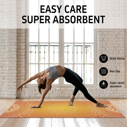 Hot Yoga Mat Towel with Corner Pockets Yoga Towels for Hot Yoga Non Slip with Travel Bag Sweat Absorbent Yoga Blankets Mat Cover for Workout Gym 70"x26" (Mountain-01, 70x26)
